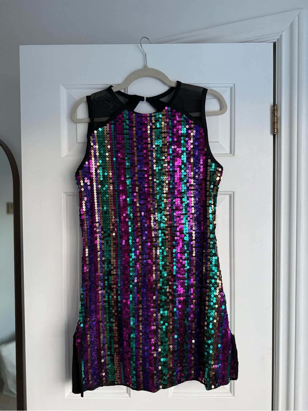 Weissman Iridescent Sequin Costume Dress in Purple, Teal, Gold